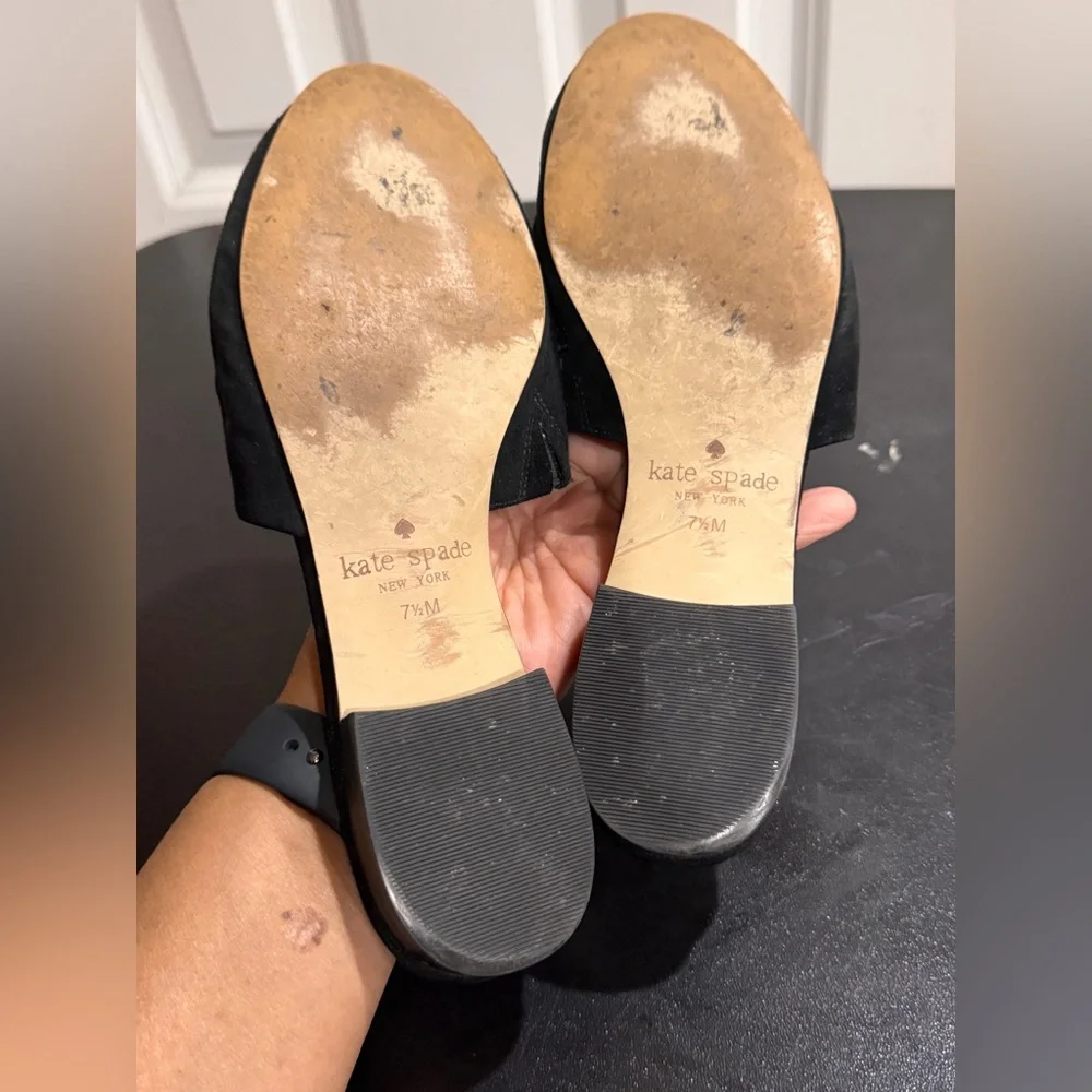 Kate Spade Black Suede Bow Mules